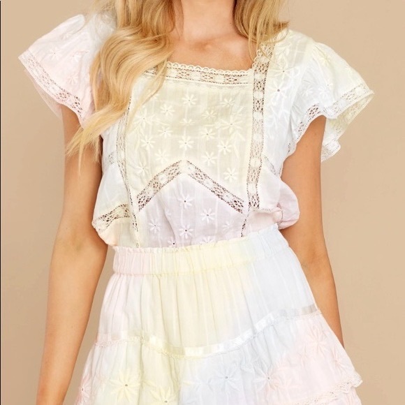 LoveShackFancy Tops Loveshackfancy Steffi Multi Tie Dye Blouse Top